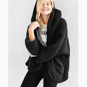 Teddy bear fuzzy coat with hood